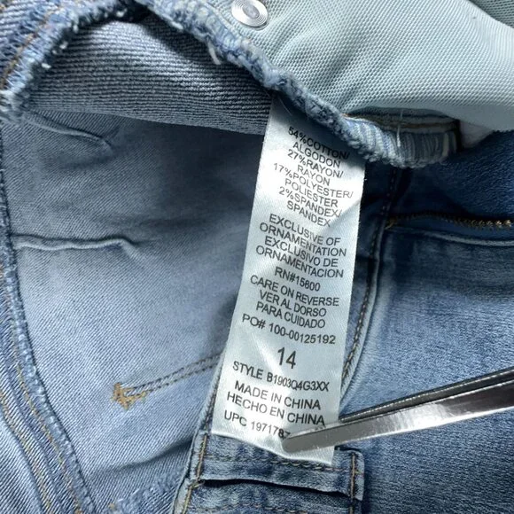 Democracy Ab Technology Jeans Bootcut Womens Size 14 Distressed Mid Rise Blue - Picture 5 of 11